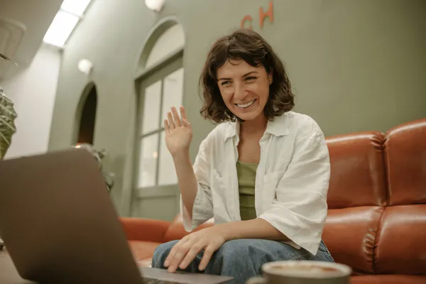 Person taking a video call from home